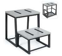 LIANTRAL Sgabelli a 2 gradini per adulti e bambini, resistenti, 2-in-1, sgabelli regolabili retrattili in legno, struttura in metallo, poggiapiedi antiscivolo da comodino, per letto, cucina, bagno