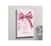 lianyibo 1 pezzo Con Dio tutto è possibile citazione su tela, decorazione da parete con fiocco rosa, motivo ispiratore di fede (50x70 cm/senza cornice)