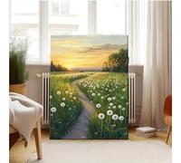 lianyibo 1 pezzo di arte murale su tela con campo di tarassaco lussureggiante al tramonto stampa paesaggistica con sentiero tortuoso paesaggio naturale decorazione per la casa 50x70 cm senza cornice