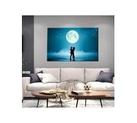 lianyibo 1 pezzo di coppia romantica sotto un'enorme luna piena su tela, poster di scena notturna da sogno, stampe, decorazioni per la casa (50x70 cm/cornice interna)