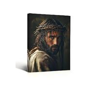 lianyibo 1 pezzo di Gesù Cristo su tela, decorazione religiosa cristiana per la casa, opera d'arte con corona di spine per la decorazione del soggiorno (40x60 cm/cornice interna)