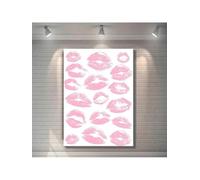 lianyibo 1 pezzo di stampa su tela con labbra rosa, stampa di un bacio glamour per l'arredamento della camera da letto e del soggiorno, moderna stampa astratta da parete (60x80 cm/senza cornice)