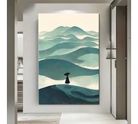 lianyibo 1 pezzo di stampa su tela con paesaggio ondulato, raffigurante una persona che tiene un ombrello, per camera da letto, soggiorno, ufficio, arredamento per la casa (50x70 cm/cornice interna).