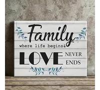 lianyibo 1 pezzo di stampa su tela La vita familiare inizia e l'amore non finisce mai, stampe floreali blu bohémien per soggiorno, camera da letto (40x60 cm/senza cornice)