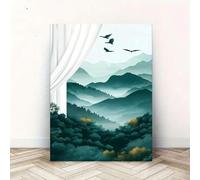 lianyibo 1 pezzo di stampa su tela moderna con paesaggio montano scena di foresta nebbiosa con uccelli che volano per l'arredamento del soggiorno cornice 60x90 cm