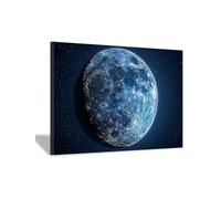 lianyibo 1 pezzo di tela con luna blu nel cielo stellato, stampe artistiche spaziali e sognanti per soggiorno, camera da letto, ufficio (60x80 cm/senza cornice)