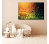 lianyibo 1 pezzo di tela con prato verde lussureggiante stampa artistica da parete paesaggio naturale campo dell'ora d'oro pezzo estetico per ufficio domestico cornice 70x110 cm