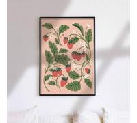 lianyibo 1 pezzo di tela con stampa di fragole e campi di fragole stampa botanica per arredamento da cucina decorazione per cameretta dei bambini cornice 40x60 cm