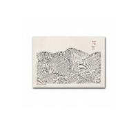lianyibo 1 pezzo Quadro da parete con onde giapponesi realizzate con linee astratte arte murale vintage arte minimalista Wabi Sabi con inchiostro decorazione per soggiorno (50x70 cm/cornice interna)