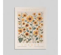 lianyibo 1 poster su tela con stampa del mercato dei fiori, arte murale con girasoli, opera d'arte floreale vintage, decorazione botanica astratta per la stanza, 50x70 cm senza cornice