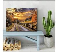 lianyibo 1 quadro su tela con paesaggio autunnale rustico stampa panoramica sulla natura di una strada di campagna colori autunnali vivaci decorazione per la casa cornice 80x120 cm