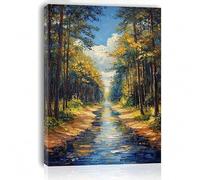 lianyibo 1 quadro su tela con sentiero nel bosco tranquillo, alberi rigogliosi e splendidi riflessi nell'acqua, stampe, decorazioni per la casa (20x30 cm/cornice interna)