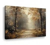 lianyibo 1 quadro su tela con stampa di paesaggi autunnali e tranquilli per camera da letto e ufficio con cornice da 80x120 cm motivo: sentiero nella foresta nebbiosa.