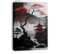 lianyibo 1 quadro su tela raffigurante un acero giapponese e una pagoda con foglie rosse ideale per decorare soggiorno e ufficio (50x75 cm/senza cornice)