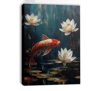 lianyibo 1 quadro su tela raffigurante un giardino zen giapponese con pesci koi rossi e arancioni perfetto per decorare soggiorno e camera da letto (30x40 cm/cornice interna)