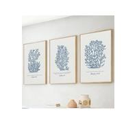 lianyibo 3 pezzi di Gesù blu botanico Bibbia citazione arte poster retrò stile boho stampa su tela immagine da parete per soggiorno arredamento 70x100cmx3 cornice