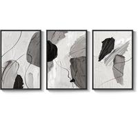 lianyibo 3 pezzi di grandi dimensioni, stampe su tela astratte moderne, dipinti minimalisti in bianco e nero, decorazioni per il soggiorno (80x120cmx3/cornice interna)