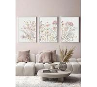 lianyibo 3 pezzi rosa minimalista classico floreale stampa su tela arte murale poster in stile nordico bohémien soggiorno ufficio decorativo 50x75cmx3 senza cornice