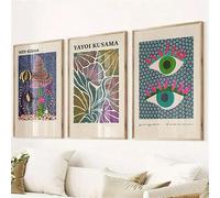 lianyibo 3 stampe artistiche su tela Yayoi Kusama, poster mostre vintage astratte giapponesi moderne, grandipinti decorativi (50x70cmx3/cornice interna)