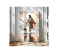 lianyibo Gesù cammina sull'acqua, stampa su tela, Cristo salva l'agnello smarrito, poster cristiano, decorazione per la casa (50x70 cm/senza cornice)