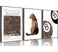 lianyibo Leopard Wall Art Funky Lucky 8 Ball Posters Prints Preppy Room Aesthetic Cheetah Wall Decor Pictures for Girls Bedroom(80x120x3/Inner frame)