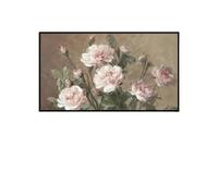 lianyibo Natura morta, fiori, pittura a olio, stampe su tela, foglie verdi rosa, rose bianche, poster vintage, galleria, arte murale, arredamento per la casa, 30x42 cm, senza cornice