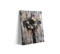 lianyibo pezzo elegante croce rose tela arte murale moderna decorazione murale rustica astratta stampa floreale decorazione soggiorno (20x30 cm/cornice interna)