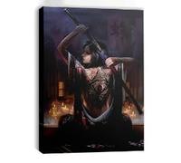 lianyibo pezzo Quadro su tela raffigurante una guerriera samurai giapponese con spada e samurai in un ambiente scuro (70x100 cm/cornice interna)