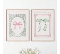 lianyibo poster artistici con fiocco rosa e verde decorazione estetica cristiana della Bibbia per la stanza da letto femminile per soggiorno decorazione moderna per la casa 60x90cmx2 senza cornice