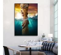 lianyibo Poster cristiano di Gesù Dammi la tua mano, dipinto su tela, poster e stampe di Gesù, quadri da parete di Dio, decorazioni per la casa, 40x65 cm, senza cornice