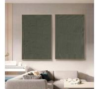 lianyibo Set di 2 stampe minimaliste verde puro, decorazione da parete verde per soggiorno, arte dietro il divano, texture artistica, 80x120 cm, cornice x 2