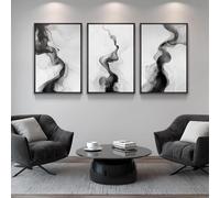 lianyibo Set di 3 grandi stampe su tela astratte in bianco e nero, dipinti minimalisti moderni, opere d'arte, decorazioni per il soggiorno (40x60cmx3/senza cornice)