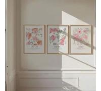 lianyibo Set di 3 stampe murali con fede speranza e amore stampe rosa femminili della Bibbia decorazioni floreali cristiane per soggiorno camera da letto 70x100 cm cornice x 3