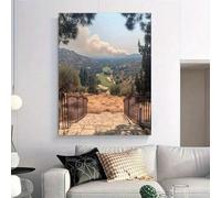 lianyibo Splendida stampa su tela con paesaggio panoramico, vista sulla valle del campo da golf, arredamento rustico per soggiorno con natura montana 60x90 cm senza cornice