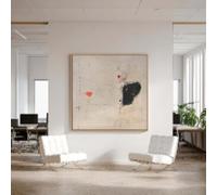 lianyibo Stampa su tela di grandi dimensioni, arte astratta dei graffiti nei toni del rosso, nero e crema, decorazione per soggiorno, cornice 80x80cm