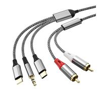 Liaoan Weiyu Cavo audio RCA tre in uno, utilizzato per collegare adattatore cavo RCA, cavo USB C a 2 RCA, cavo audio AUX da 3,5 mm, utilizzato per amplificatore di potenza, auto, home theater