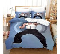 LIAOHENKAN Bruce Lee Set Copripiumino Copripiumino 3D Stampa Digitale Chinese Kung Fu 3 Pezzi Set Di Biancheria Da Letto Con Cerniera Microfibra Morbido E Federe Per Bambini Single(140x200cm)