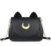 LIAOLI Moda Donna Kawaii Borsa Moon Sailor Luna Cosplay Messenger Crossbody Cat Purse Sequin Satchel Borsa a tracolla, Fa221212-moon-bk, 9.4 inch