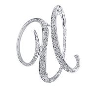 LiaSun Spille A-Z con 26 lettere placcate in argento, spilla con iniziale, in cristallo trasparente, Metallo, Pietra sintetica