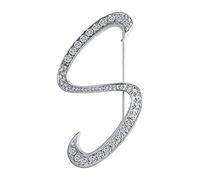 LiaSun Spille A-Z con 26 lettere placcate in argento, spilla con iniziale, in cristallo trasparente, Metallo, Pietra sintetica