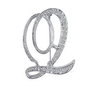 LiaSun Spille A-Z con 26 lettere placcate in argento, spilla con iniziale, in cristallo trasparente, Metallo, Pietra sintetica