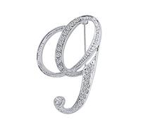 LiaSun Spille A-Z con 26 lettere placcate in argento, spilla con iniziale, in cristallo trasparente, Metallo, Pietra sintetica