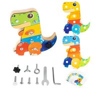 LIAVOP Montessori Giocattoli Dinosauri Tavola da avvitare Busy Board con Puzzle, tavola attività Giocattoli in Legno, dai 3 ai 4-5 Anni per Lo Sviluppo motorio