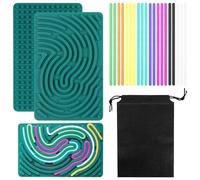 LIAVOP Tavola sensoriale, giocattolo sensoriale in silicone, giocattolo sensoriale double-face per autismo e ADHD per bambini dai 3 anni in su,con borsa da viaggio 20 accessori in silicone (Verde)