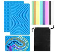 LIAVOP Tavola sensoriale, giocattolo sensoriale in silicone, giocattolo sensoriale double-face per autismo e ADHD per bambini dai 3 anni in su,con borsa da viaggio 20 accessori in silicone (Blu)