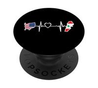 Libanese Americano Battito Cuore USA Libano Bandiera Mappa PopSockets PopGrip Adesivo
