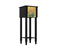 LIBANGRONG-888 Piedistallo per Vasi Scaffale Decorativo Classico Francese con peonie, ripiano angolare in Noce e Doppio cassetto Bonsai Piedistallo