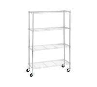LIBANGRONG-888 Scaffalature Carrello e isola da cucina regolabili con 4 ripiani, ruote piroettanti da 3 pollici, griglia organizer in metallo, cromata Scaffale Cucina