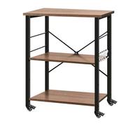 LIBANGRONG-888 Scaffalature Scaffale da cucina a 3 livelli con 5 ganci, supporto for forno a microonde, ripiano mobile for workstation, marrone Scaffale Cucina