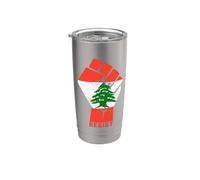 Libano Resistere Pugno Bandiera Libanese Rivoluzione Prova Marzo Bicchiere termico in acciaio inox doppia parete